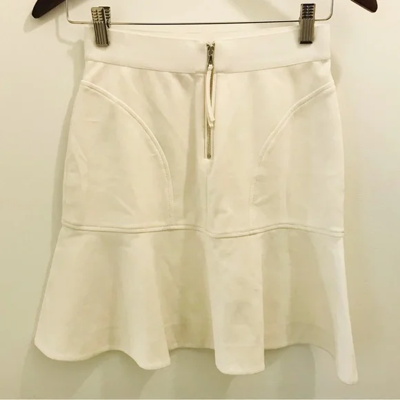 Rebecca Taylor Fit and Flare Skirt 0 white cotton silk - Picture 2 of 8